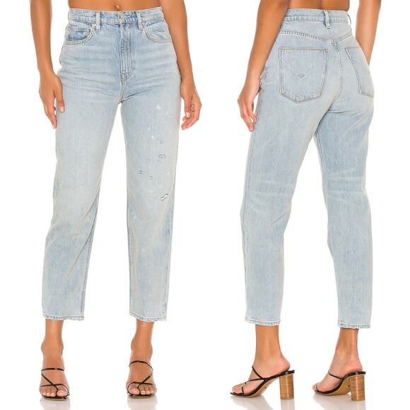 Hudson | NWT Elly Extra High Waist Tapered Crop Light Wash 100% Cotton Jeans - Picture 1 of 12